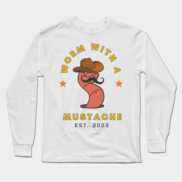 Worm With A Mustache Long Sleeve T-Shirt by lufiassaiful